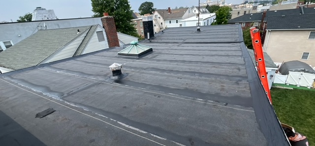 Flat roof installation in progress in Jersey City