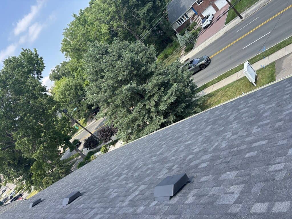 Finished architectural shingle roof installation by Gaby Roofing in Bergen County, NJ