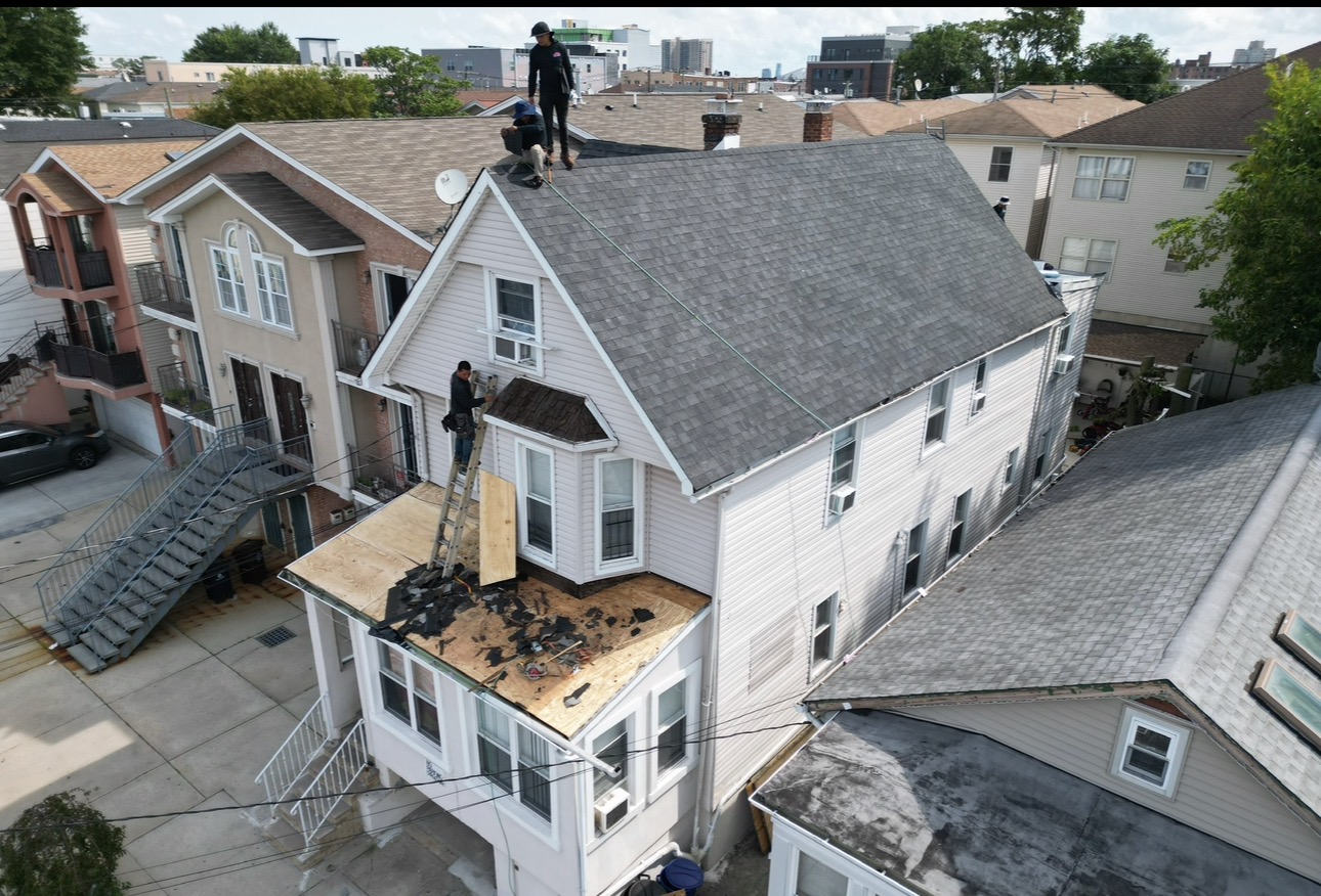 Pitched architectural shingle roof on a Hudson County NJ home installed by Gaby Roofing